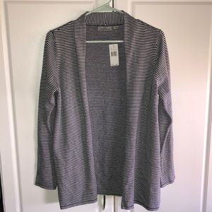 XL Blue and White striped open cardigan